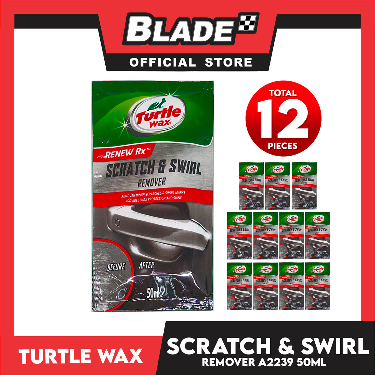 12pcs Turtle Wax Scratch and Swirl Remover A2239 50ml