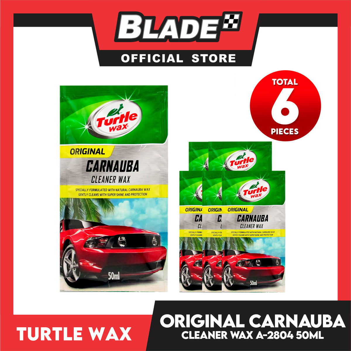 6pcs Turtle Wax Carnauba Cleaner Wax A-2804 50mL