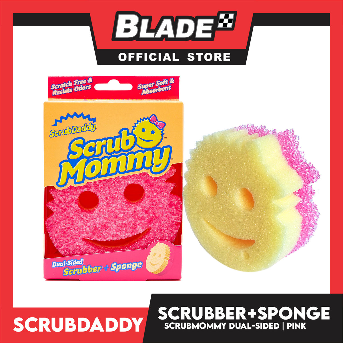 Scrub Mommy Dual-Sided Scrubber +  Sponge Flexture Scrubber (Pink)