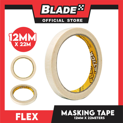 12pcs Flex Stick Masking Tape 12mm x 22meters (Beige) General Purpose for Home and Office use