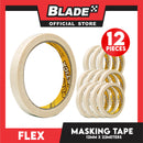 12pcs Flex Stick Masking Tape 12mm x 22meters (Beige) General Purpose for Home and Office use