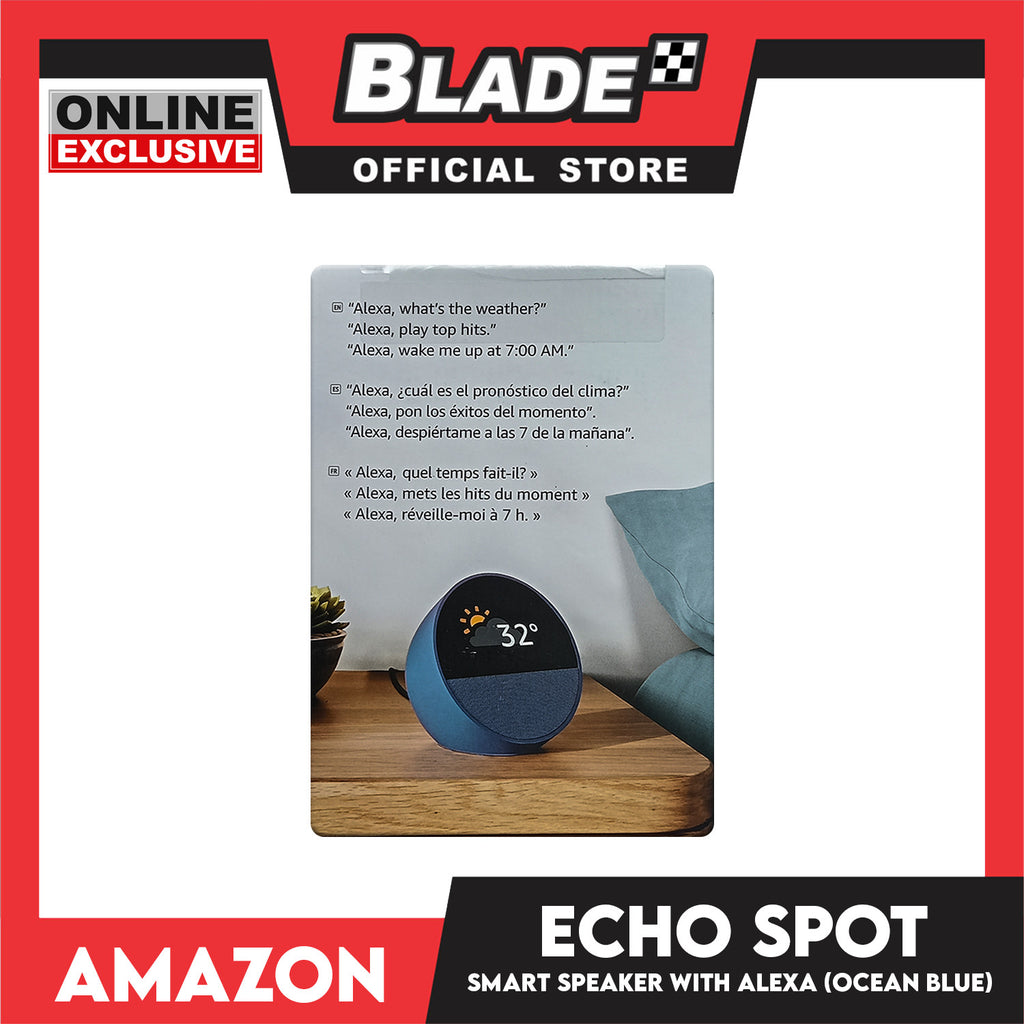 Amazon Echo Spot Smart Speaker with Alexa (Ocean Blue) – blade.ph
