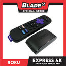 Roku Express 4K with Voice Remote Pro - Roku Streaming Device 4K/HDR, Rechargeable Roku Remote, Hands-Free Controls, Lost Remote Finder, Free &amp; Live TV