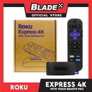 Roku Express 4K with Voice Remote Pro - Roku Streaming Device 4K/HDR, Rechargeable Roku Remote, Hands-Free Controls, Lost Remote Finder, Free &amp; Live TV