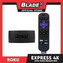 Roku Express 4K with Voice Remote Pro - Roku Streaming Device 4K/HDR, Rechargeable Roku Remote, Hands-Free Controls, Lost Remote Finder, Free &amp; Live TV