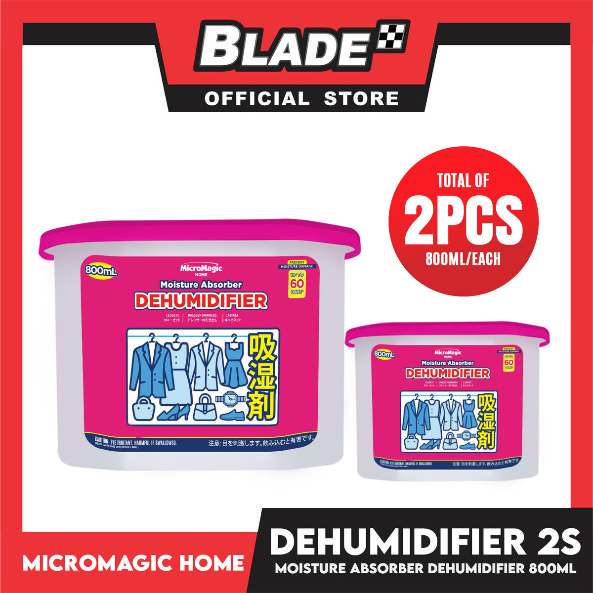 2pcs Micromagic Home Moisture Absorbent Dehumidifier (Unscented) 800ml