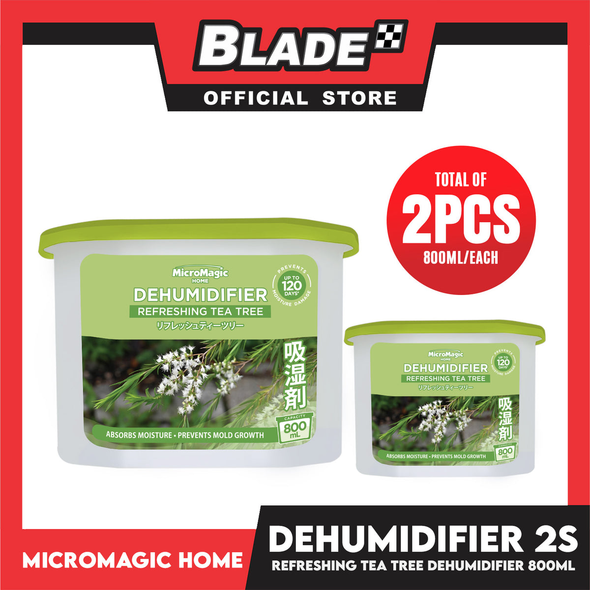 2pcs Micromagic Home Moisture Absorbent Dehumidifier (Refreshing Tea Tree) 800ml