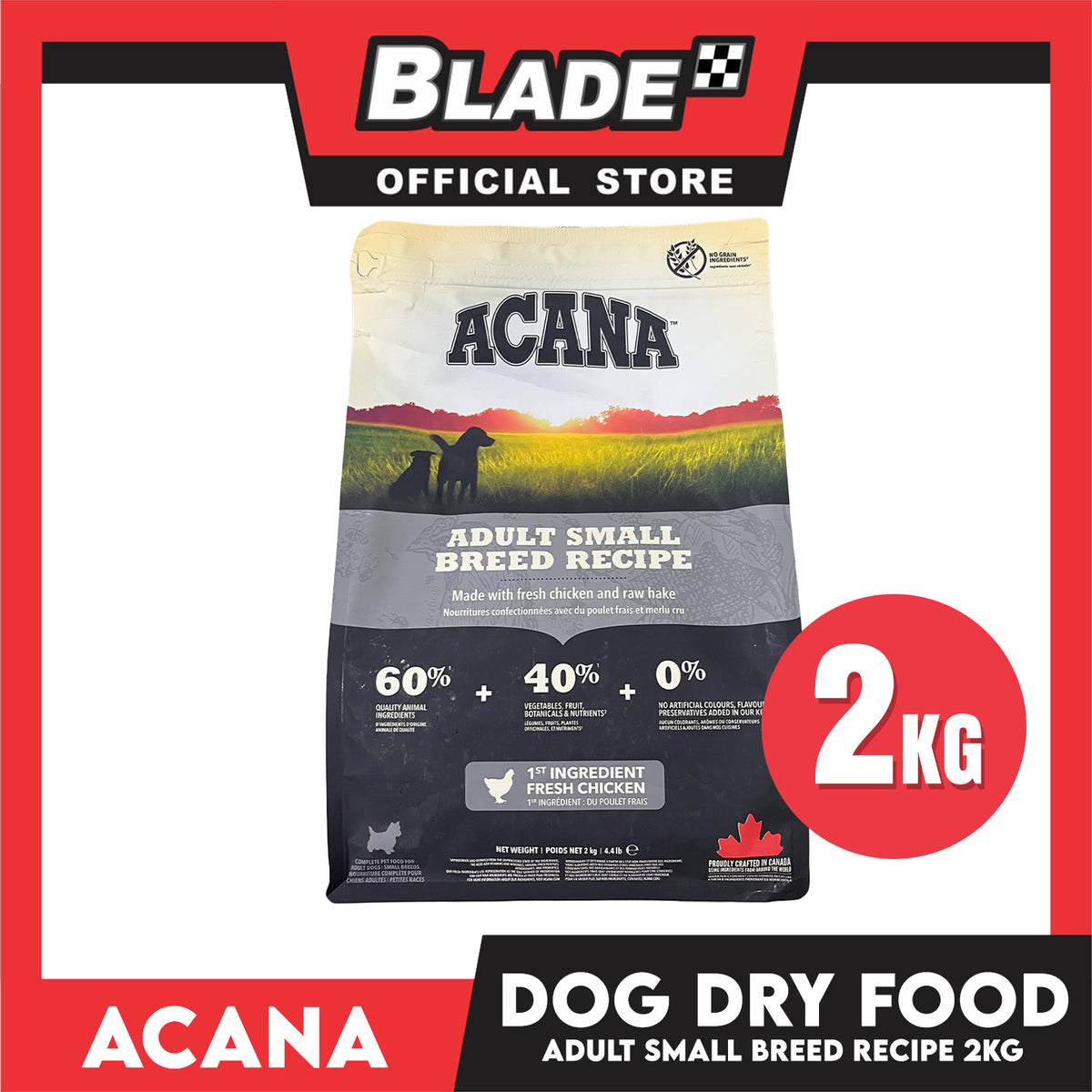 Acana Adult Small Breed Recipe Dog Food 2kg - Made with Fresh Chicken and Raw Hake