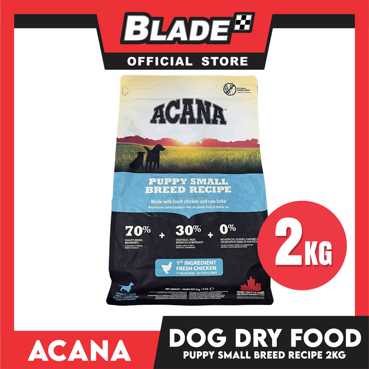 Acana Puppy Small Breed Recipe Dog Food 2kg - Made with Fresh Chicken and Raw Hake