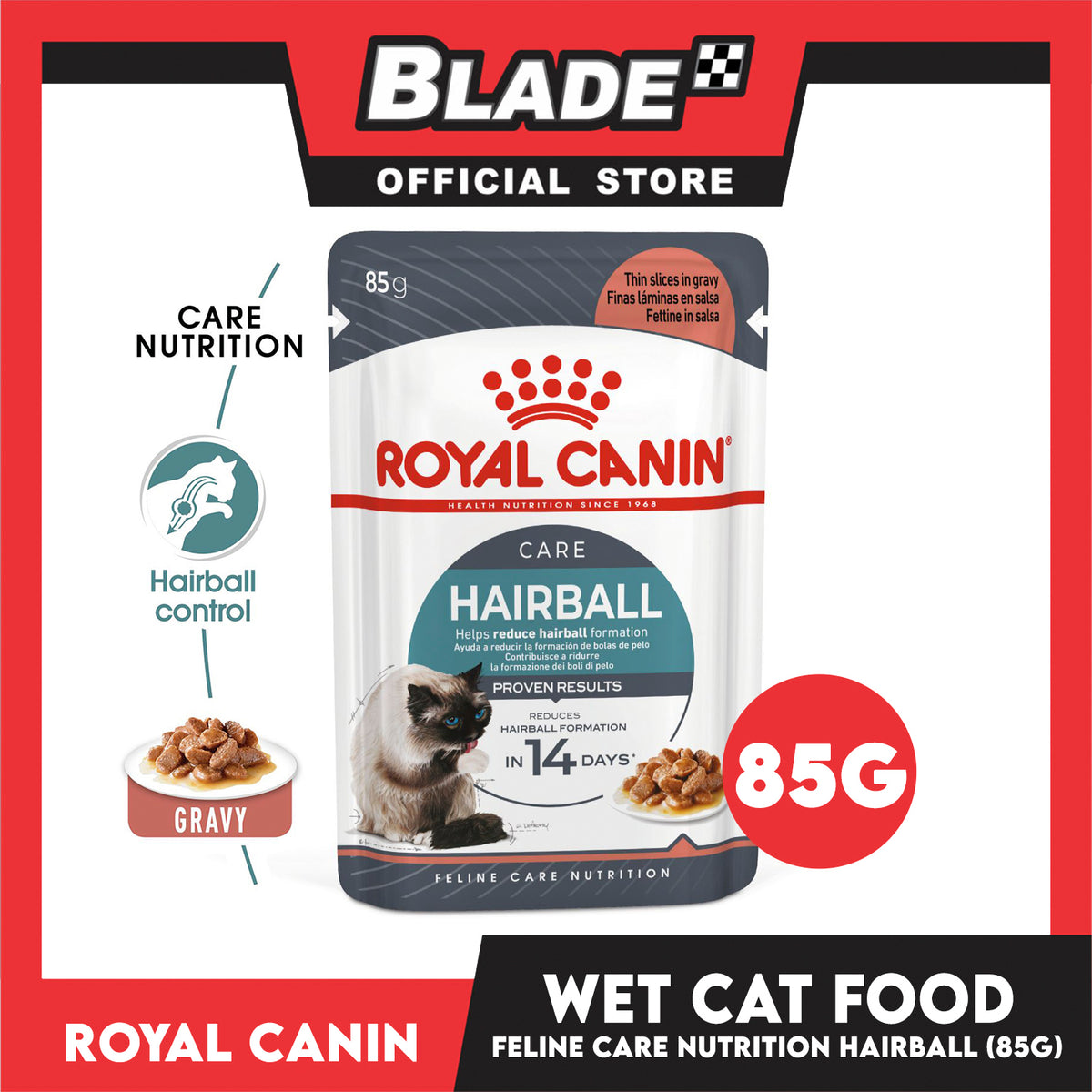 Royal Canin Hairball Care Chunks in Gravy (85g) Adult Wet Cat Food - Feline Care Nutrition