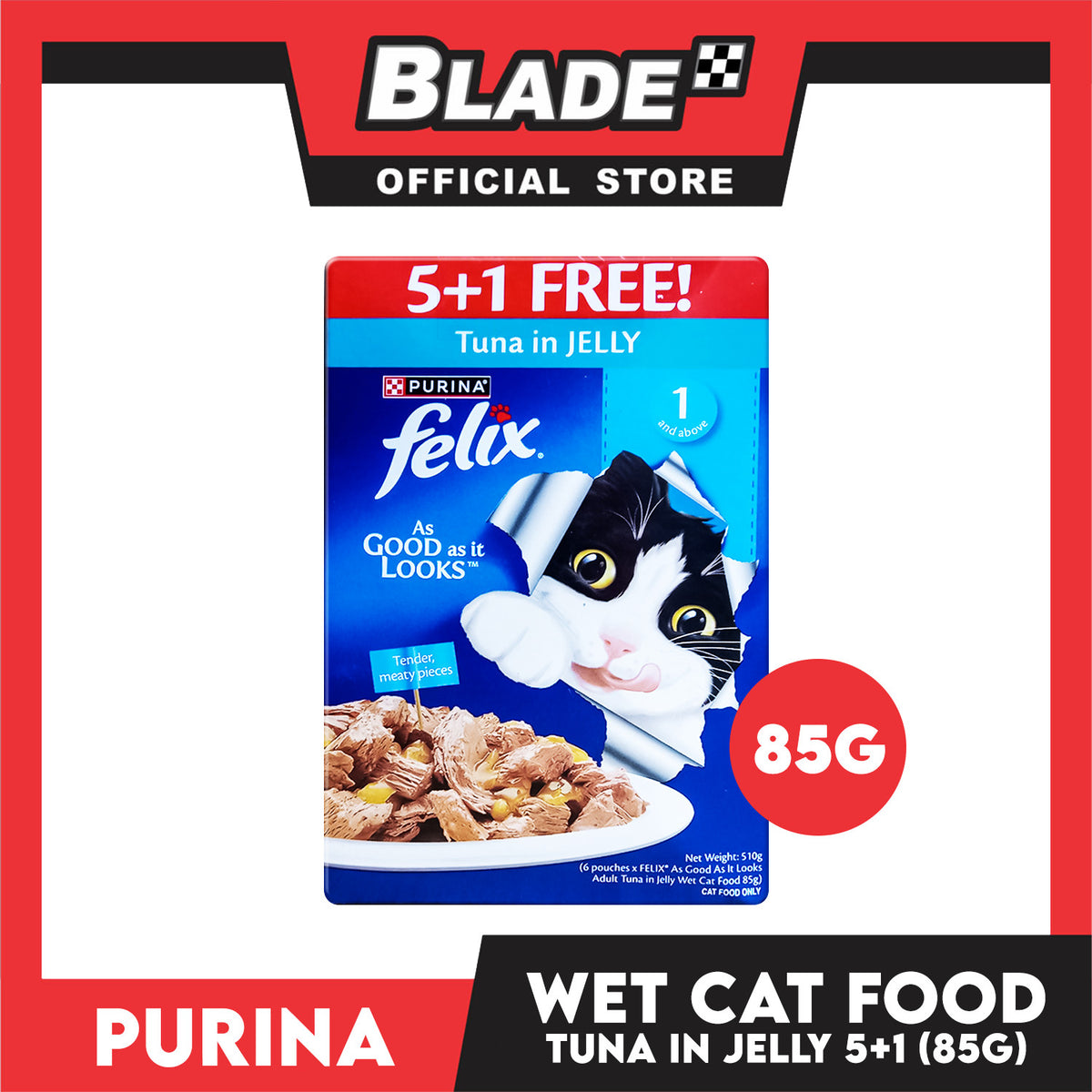 Purina Felix 5+1 Tuna in Jelly for Adult Cats 510g