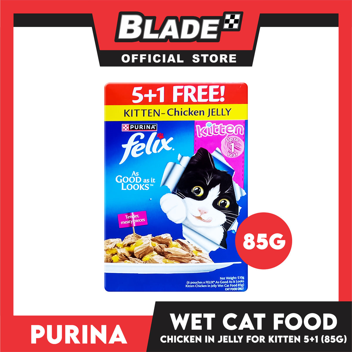 Purina Felix 5+1 Chicken in Jelly for Kitten 510g