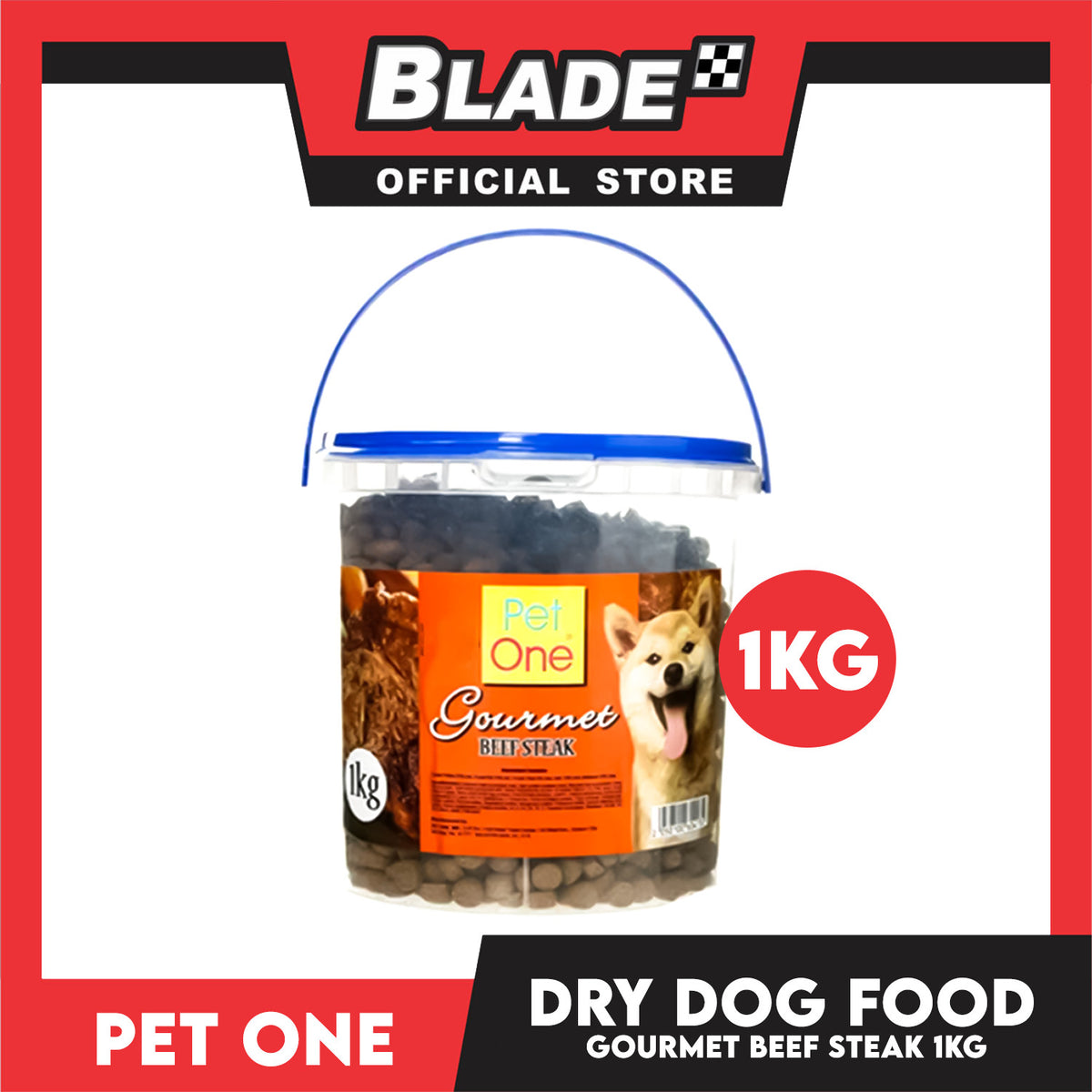 Pet One Pail Gourmet (Beef Steak) Dry Dog Food 1kg