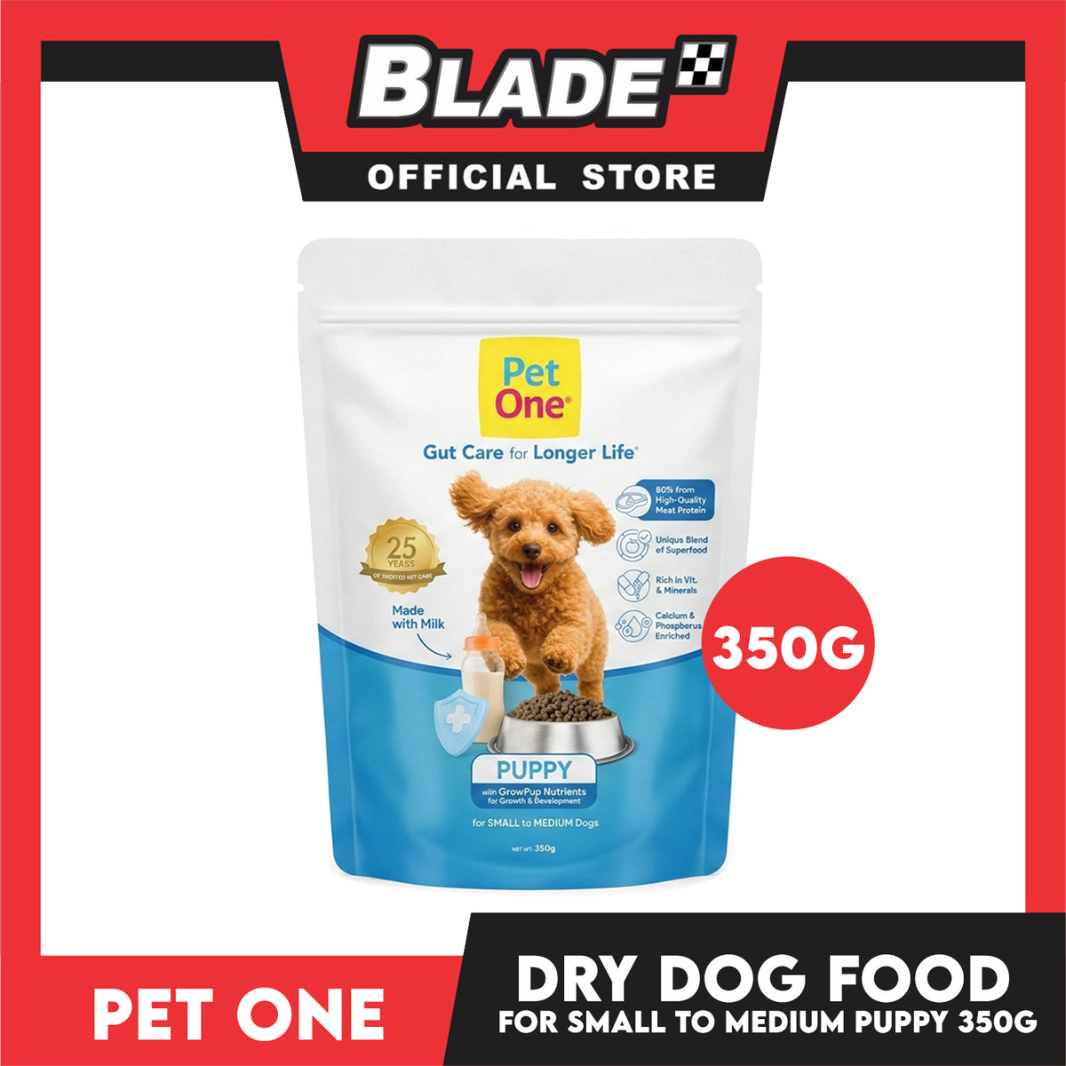 Pet One Puppy Dog Dry Food 350g for small to medium dogs
