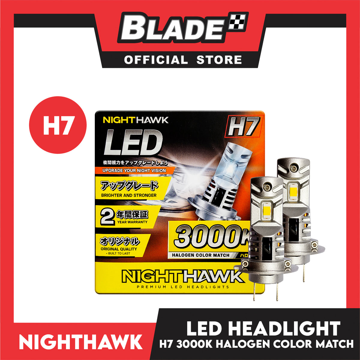 NightHawk LED H7 (3000K) HeadLight Halogen Color Match