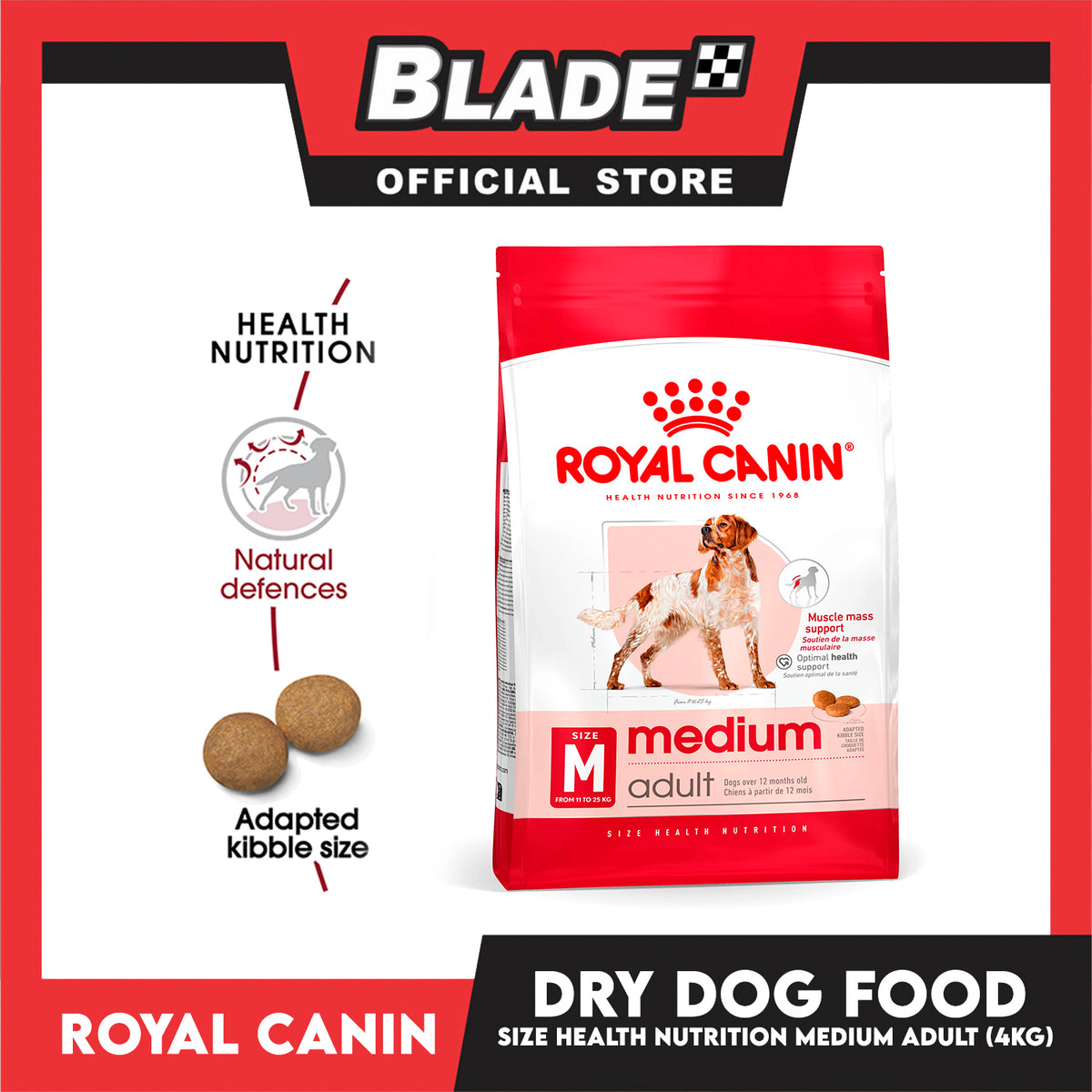 Royal Canin Medium Adult (4kg) Dry Dog Food - Size Health Nutrition