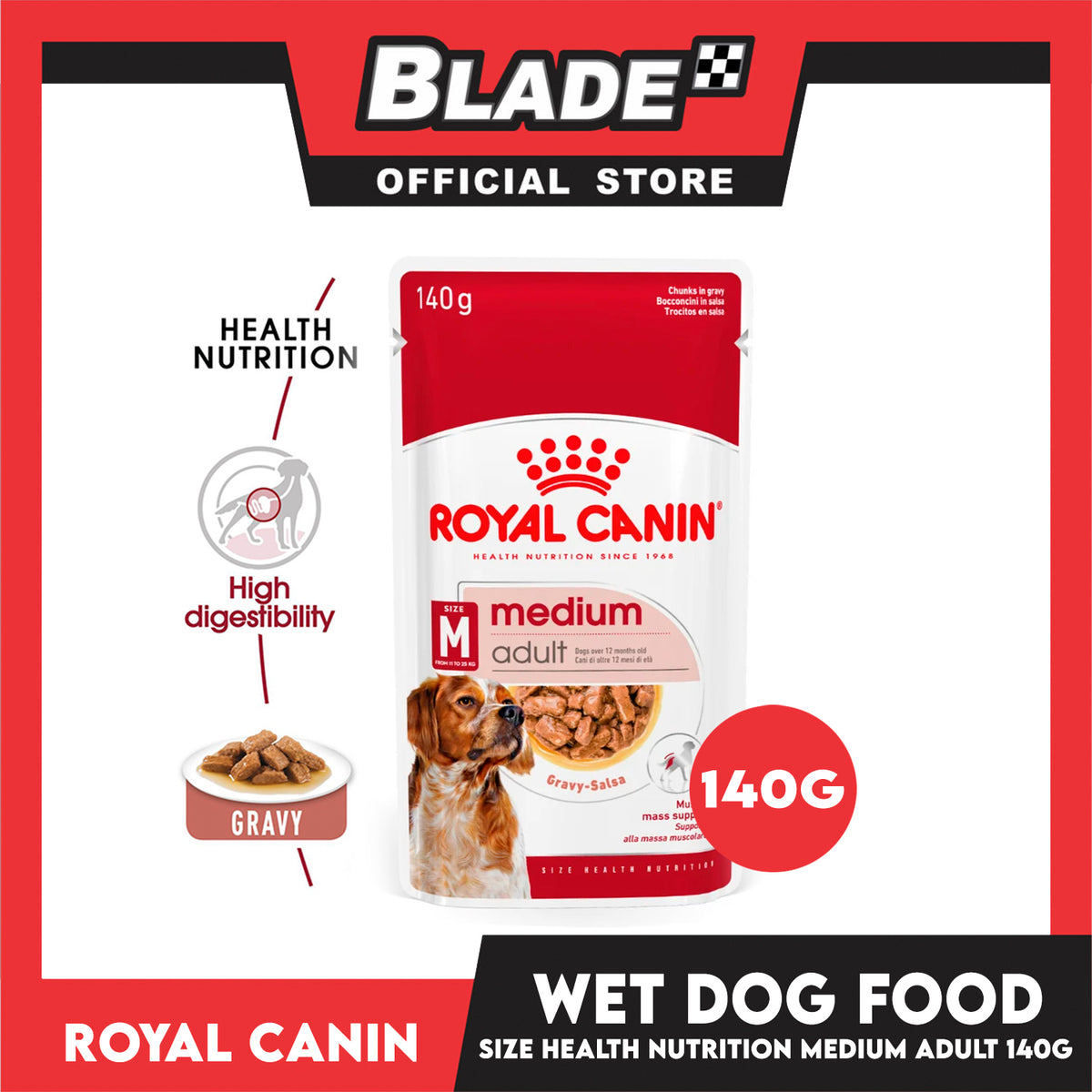 Royal Canin Medium Adult (140g) Wet Dog Food - Size Health Nutrition