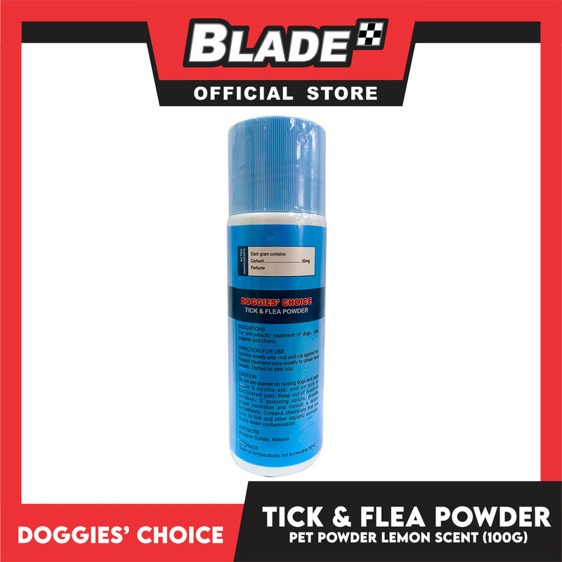 Doggies' Choice Tick and Flea Pet Powder (Lemon Scent) 100g