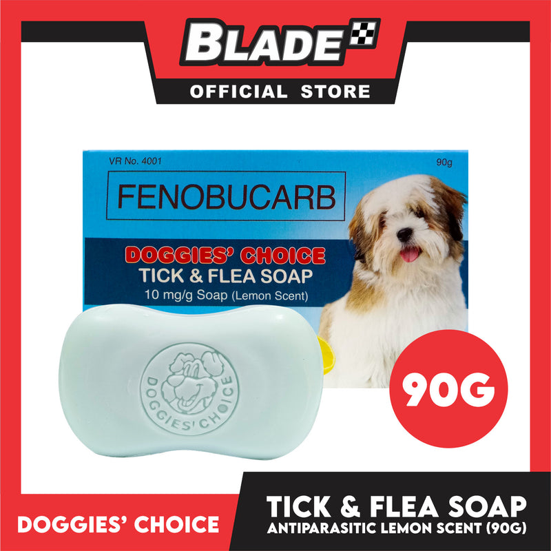 Doggies' Choice Tick and Flea Dog Soap, Antiparasitic 90g (Lemon Scent)