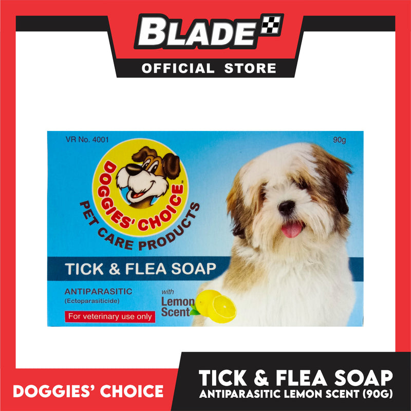 Doggies' Choice Tick and Flea Dog Soap, Antiparasitic 90g (Lemon Scent)