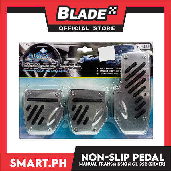 Car Accessories Non-Slip Pedal Pad Manual Transmission 3pcs GL-322 (Silver)