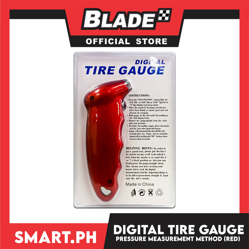 Digital Tire Gauge Pressure Measurement Method (Red)