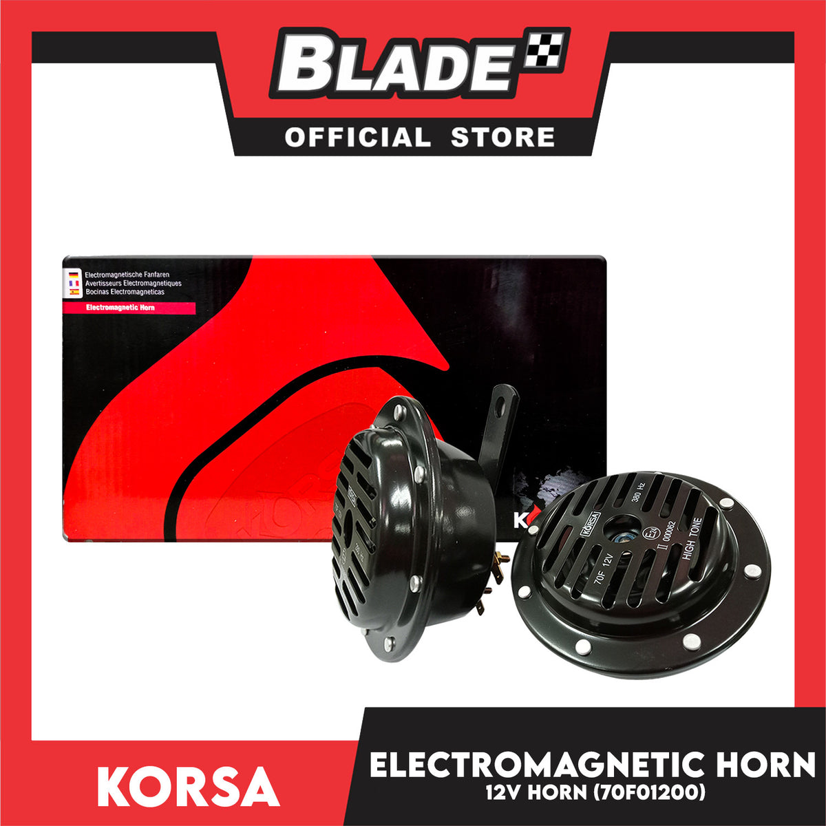 Korsa Horn Electromagnetic Horn 12V (70F01200) Black Color