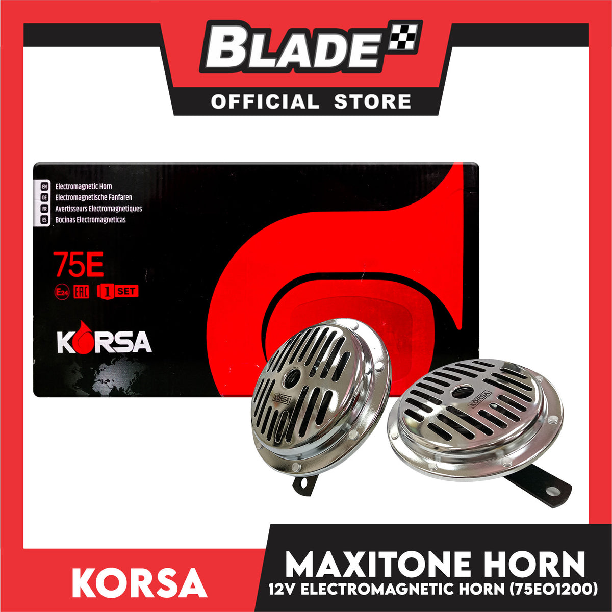 Korsa Maxitone Electromagnetic Horn 12V (75E01200) Silver Color