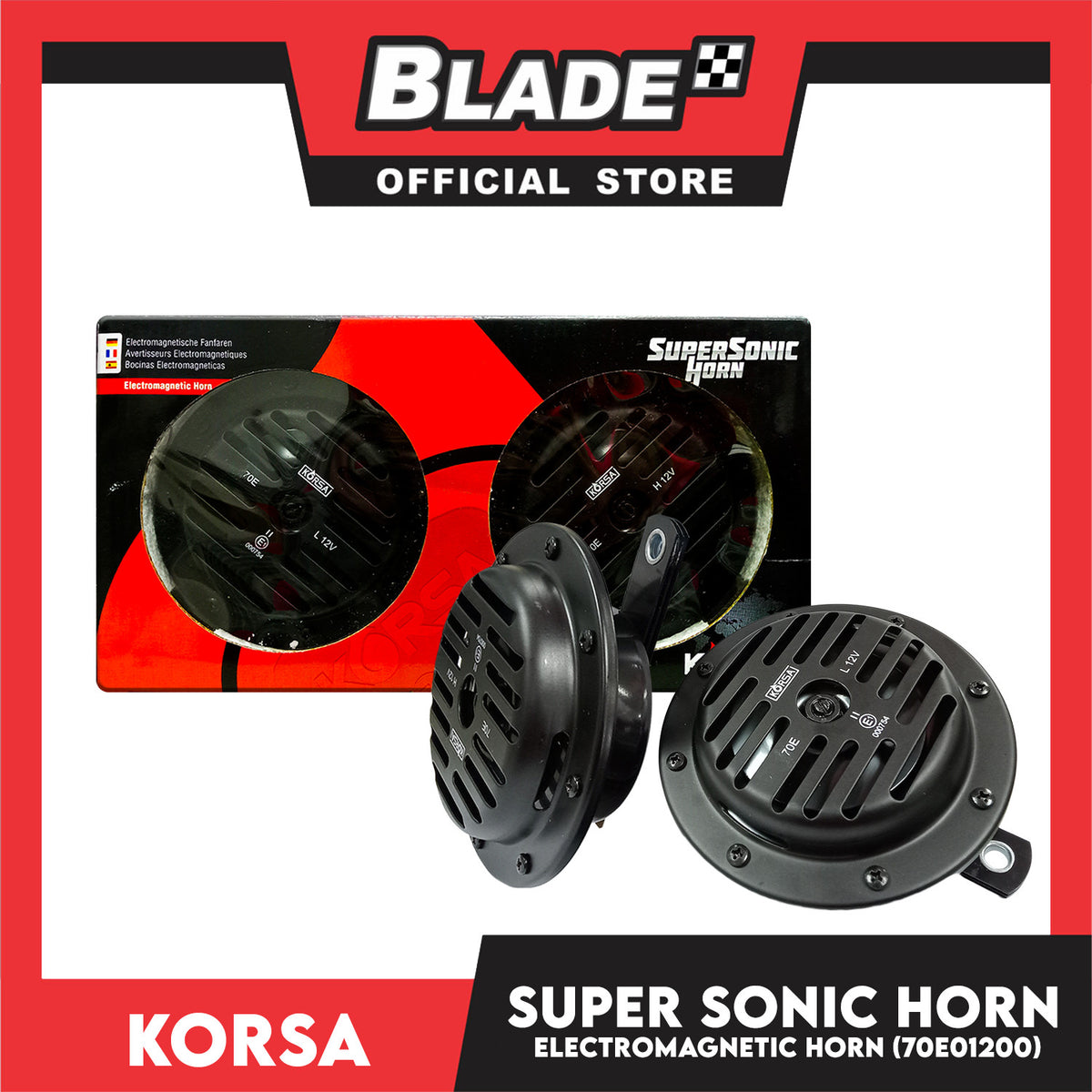 Korsa Super Sonic Electromagnetic Horn 12V (70E01200) Black Color