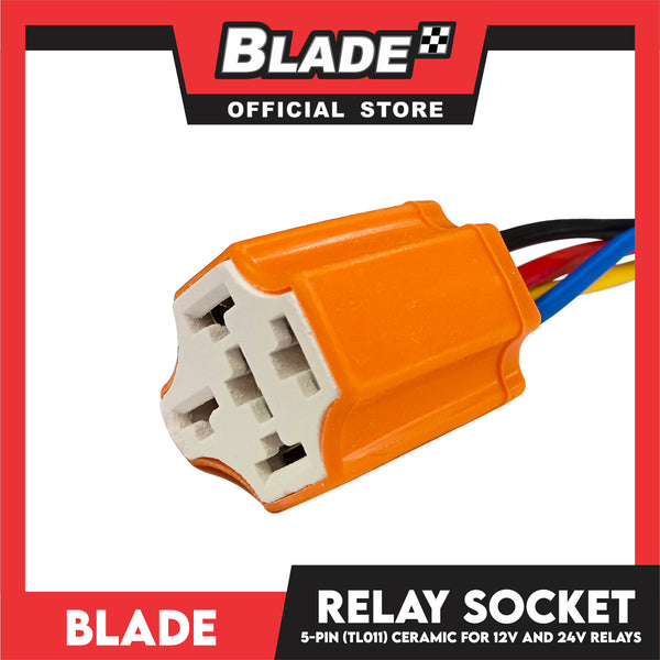 Blade 5-pin Car Relay Socket Ceramic for 12V and 24V Relays (TL011)