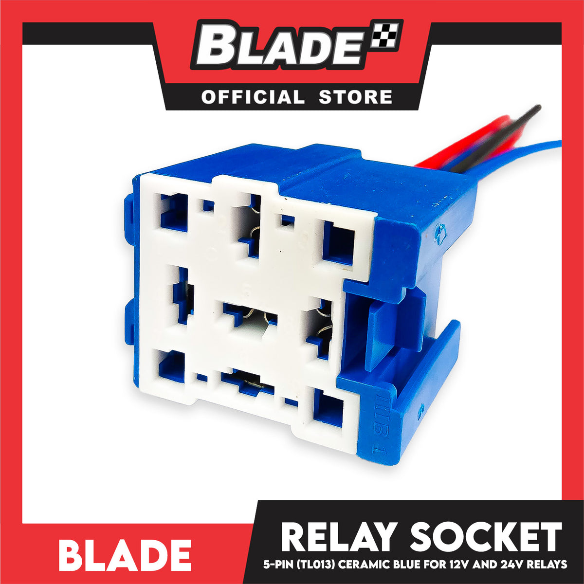 Blade 5-pin Relay Socket Ceramic Blue for 12V and 24V Relays (TL013)