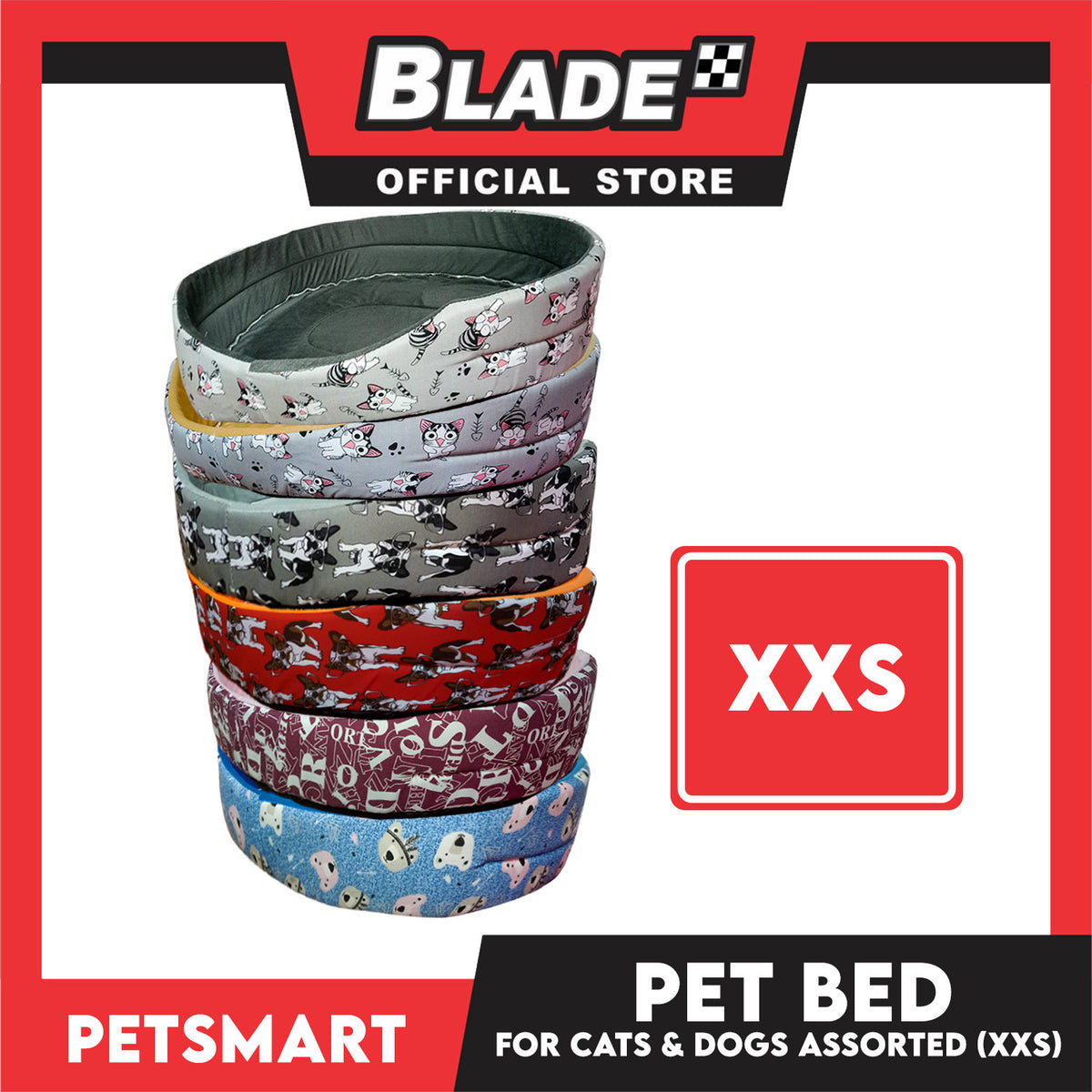 Pet Bed Soft and Comfortable Sleeping Bed XXS (Assorted Colors and Designs) for Cats and Dogs