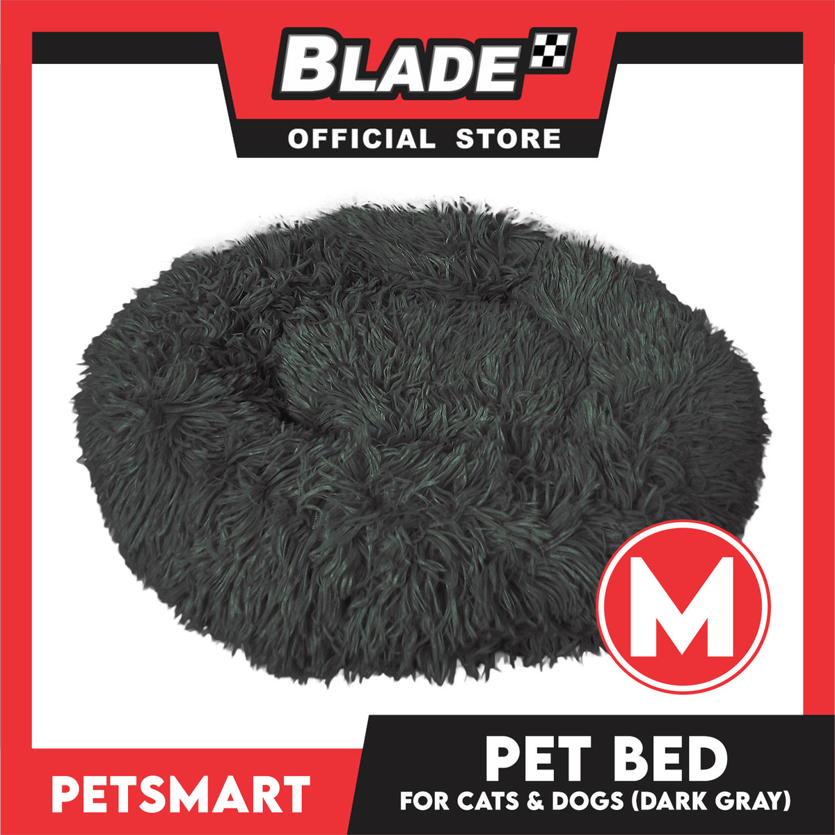Pet Bed for Cats and Dogs (Dark Gray Color) Medium Size 55cm x 45cm x 8cm