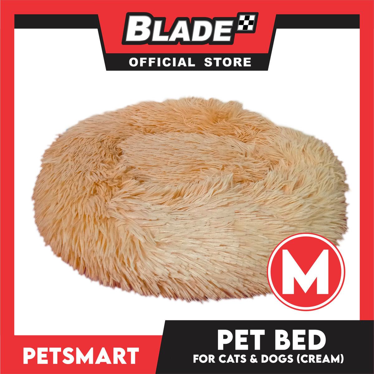 Pet Bed for Cats and Dogs (Cream Color) Medium Size 55cm x 45cm x 8cm