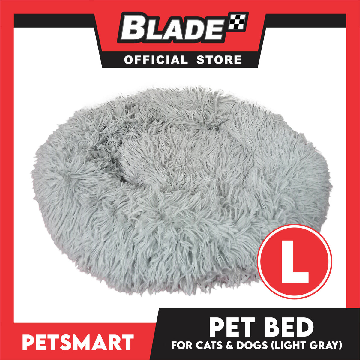 Pet Bed for Cats and Dogs (Light Gray Color) Large Size 63cm x 46cm x 8cm