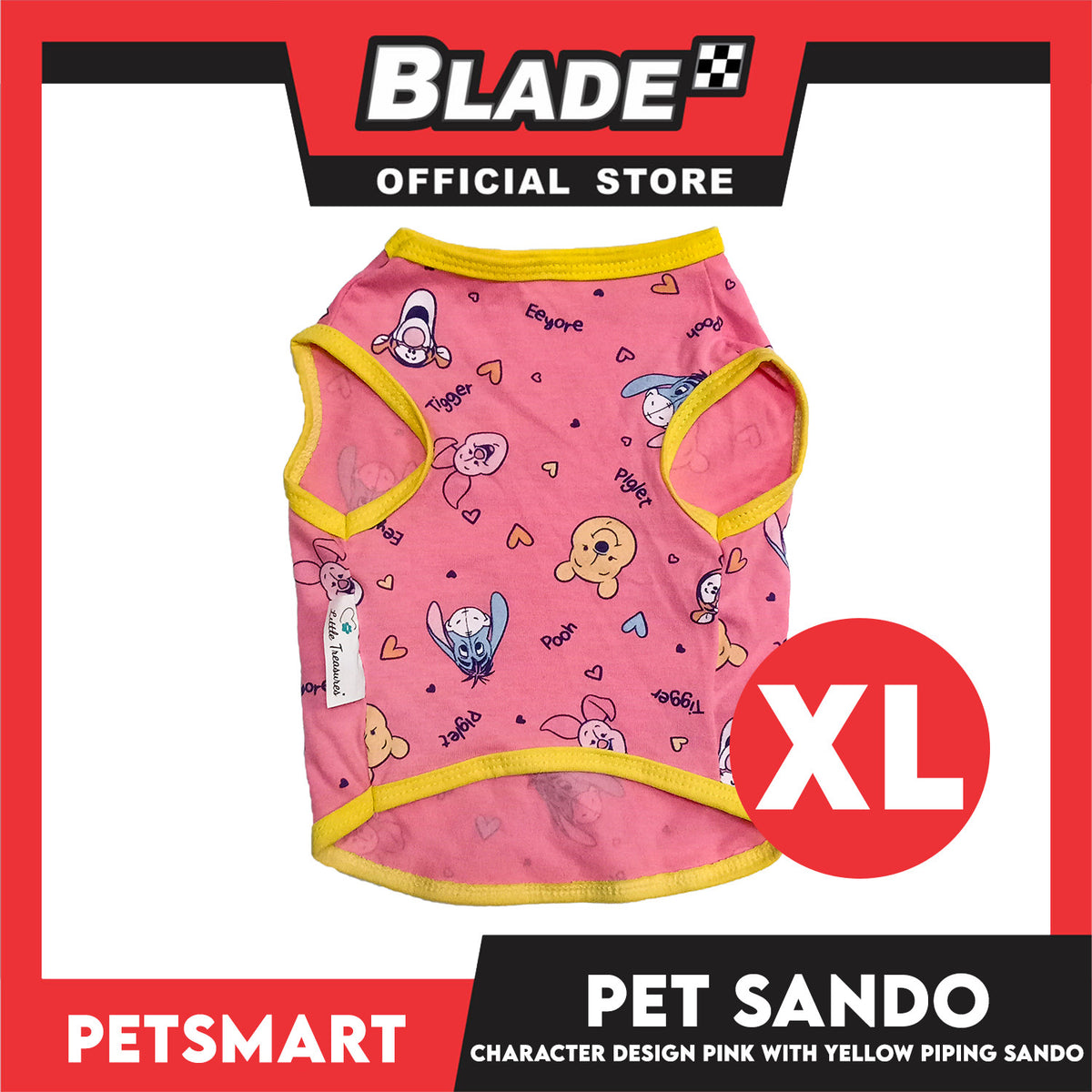 Pet Sando Character Design, Pink with Yellow Piping Color, Medium Size (DG-CTN197M)