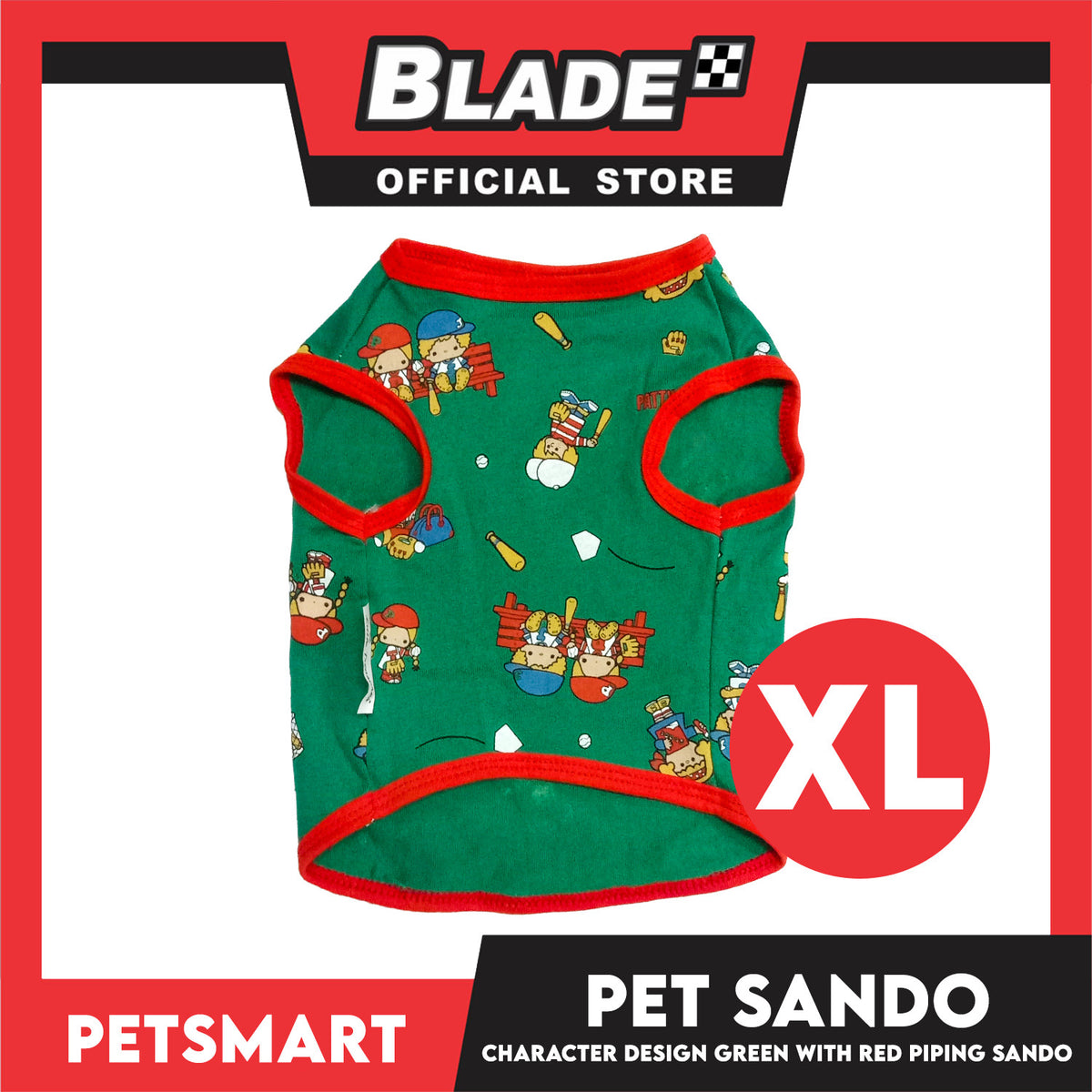 Pet Sando Character Design, Green with Red Piping Color, XL Size (DG-CTN199XL)