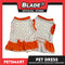 Pet Dress Polkadots White with Orange Color Skirt and Ribbon Design, Large Size (DG-CTN200L)