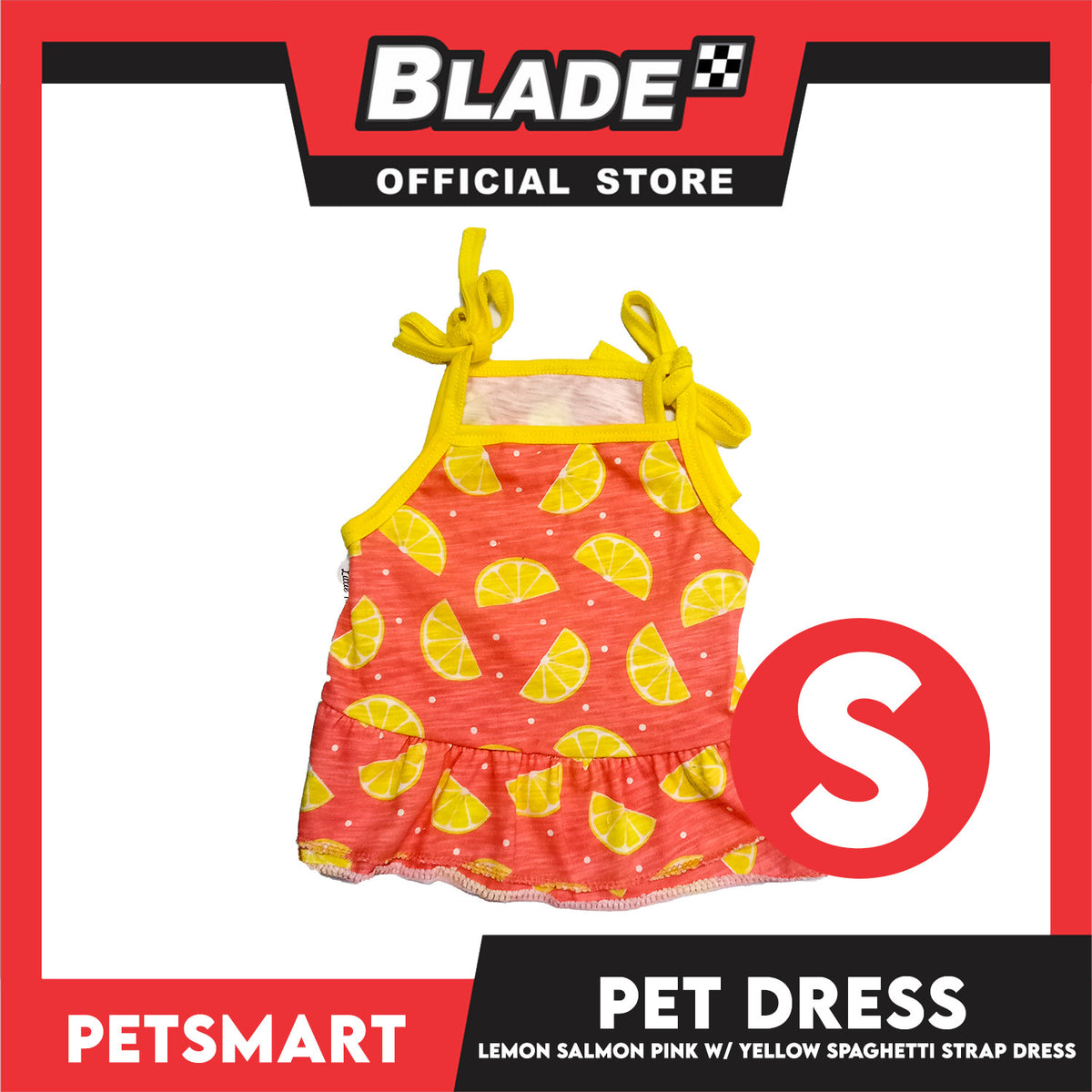 Pet Dress Lemon Salmon Pink with Yellow Spaghetti Strap Design, Small Size (DG-CTN202S)