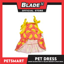 Pet Dress Lemon Salmon Pink with Yellow Spaghetti Strap Design, Small Size (DG-CTN202S)