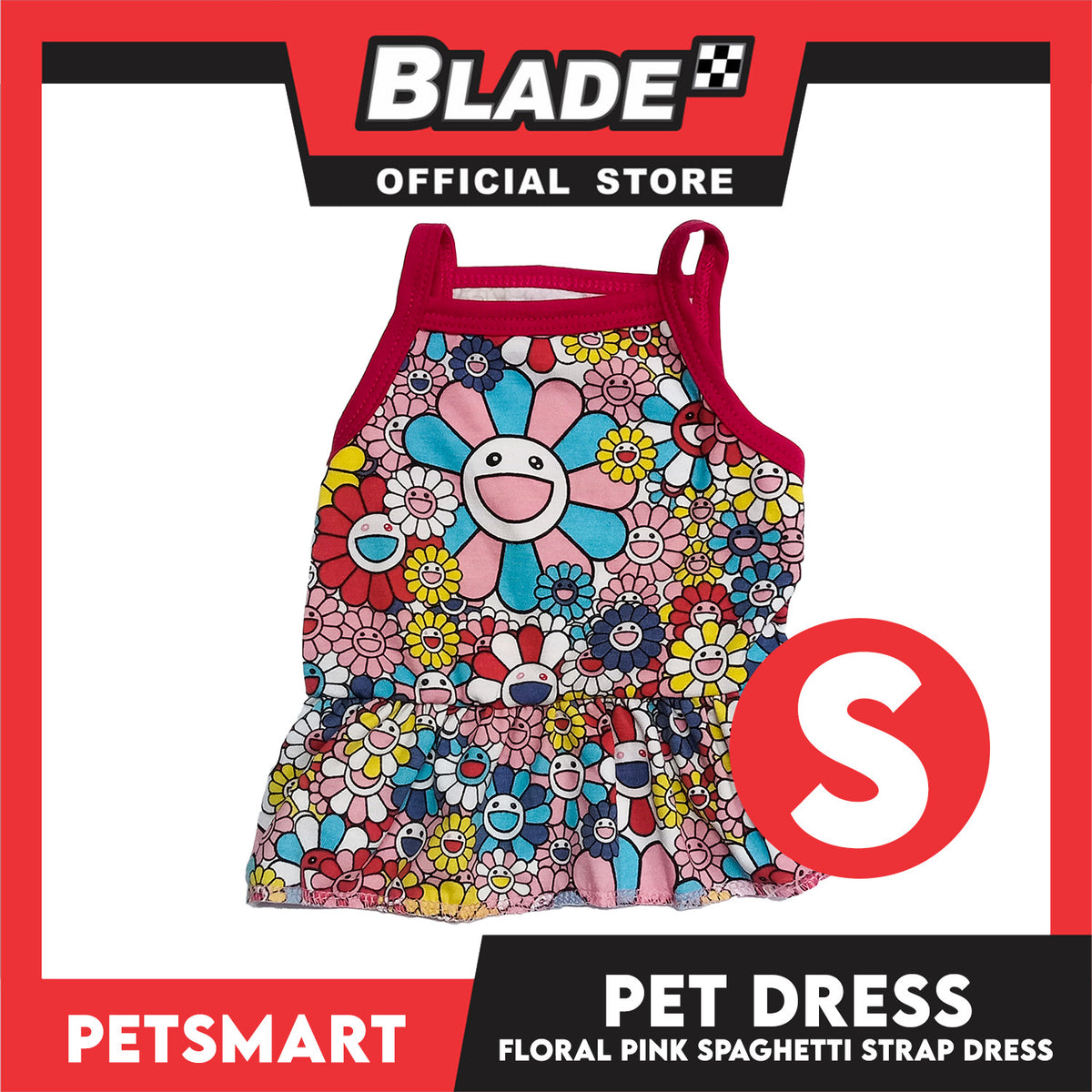 Pet Dress Floral Pink Spaghetti Strap Design, Small Size (DG-CTN203S)