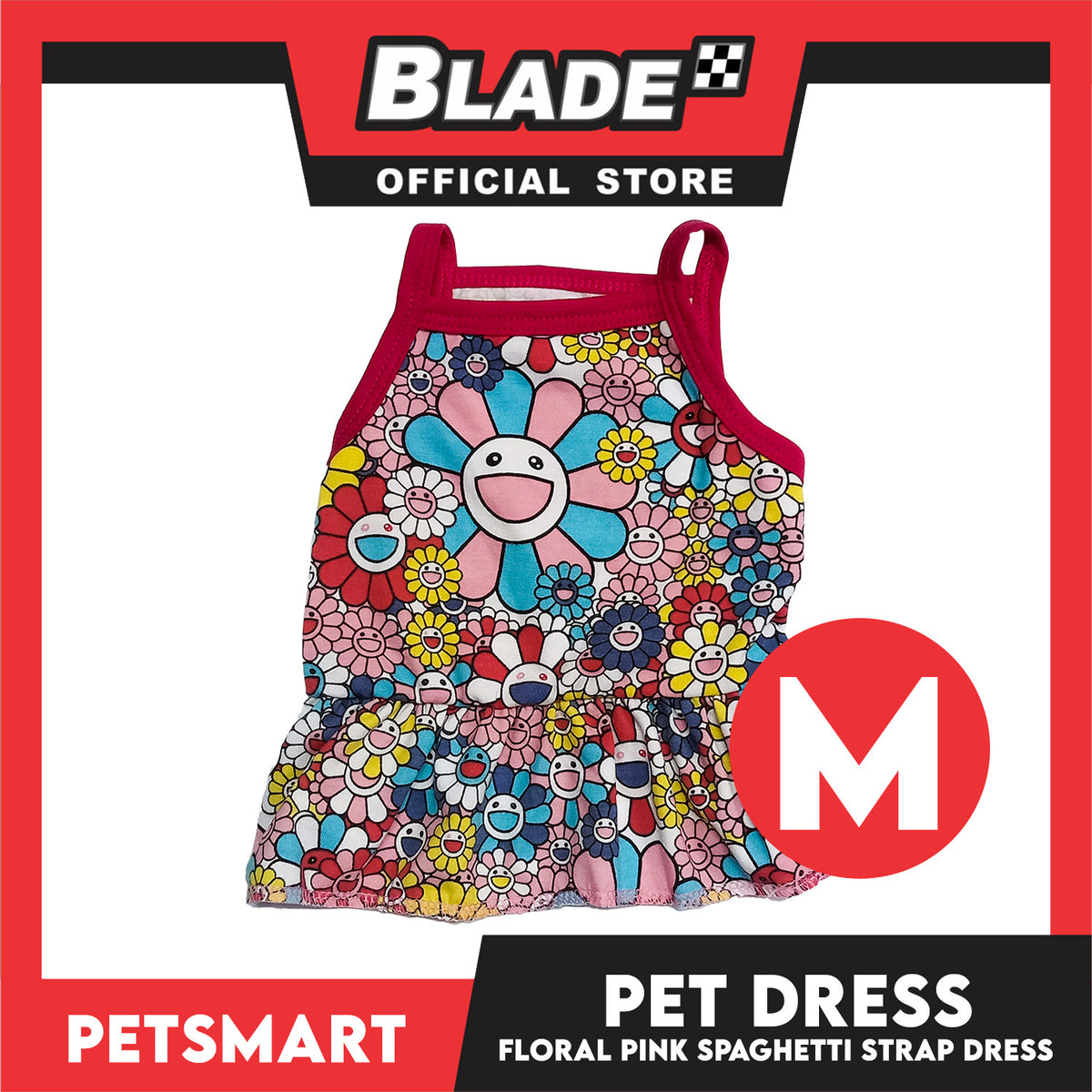 Pet Dress Floral Pink Spaghetti Strap Design, Medium Size (DG-CTN203M)