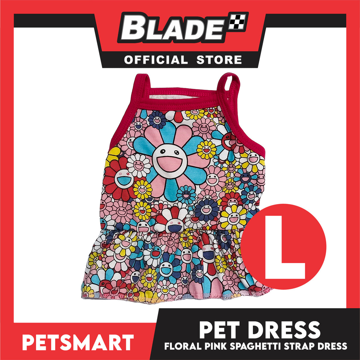 Pet Dress Floral Pink Spaghetti Strap Design, Large Size (DG-CTN203L)