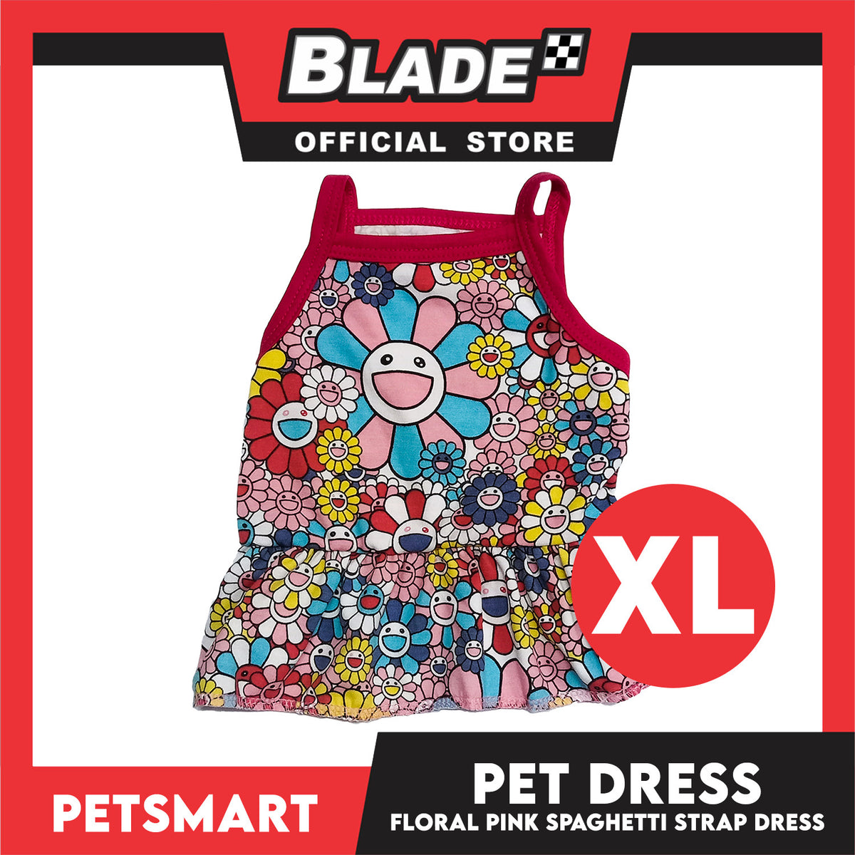 Pet Dress Floral Pink Spaghetti Strap Design, XL Size (DG-CTN203XL)