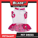 Pet Dress Character Design, Pink and White Top Combination and Pink Button Color Design, Large Size (DG-CTN204L)