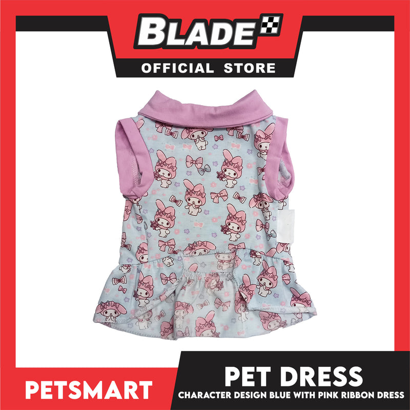 Pet Dress Character Design, Blue with Pink Ribbon Color, XL Size (DG-CTN205XL)