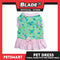 Pet Dress Floral Green with Pink Ribbon Design, Medium Size (DG-CTN212M)