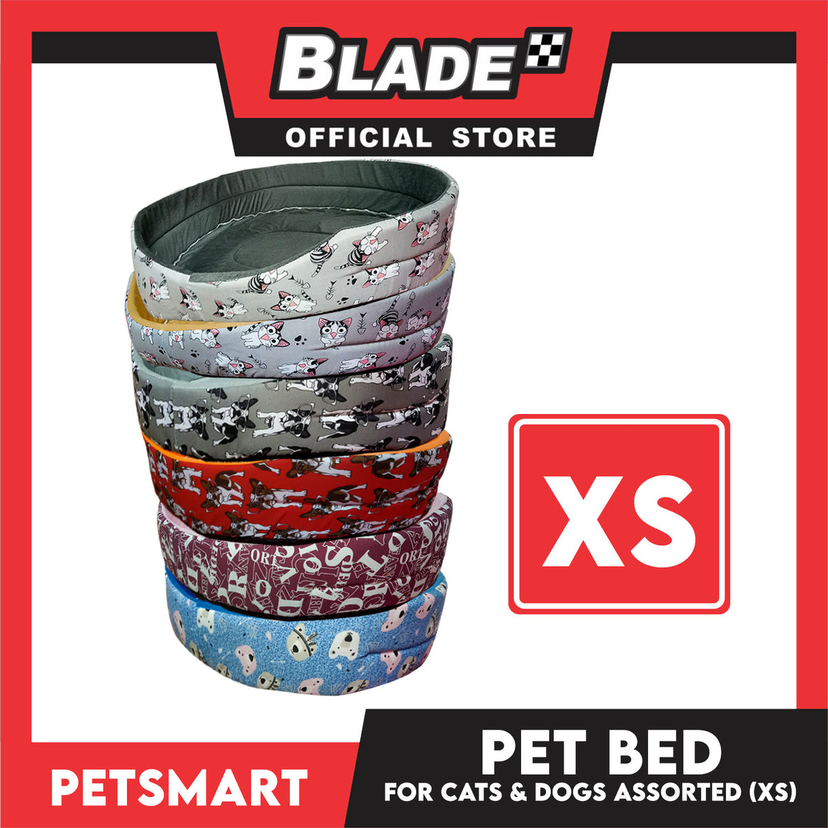 Pet Bed Soft and Comfortable Sleeping Bed XS (Assorted Colors and Designs) for Cats and Dogs