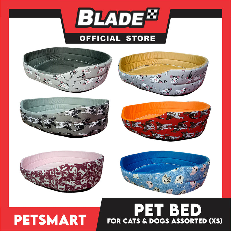 Pet Bed Soft and Comfortable Sleeping Bed XS (Assorted Colors and Designs) for Cats and Dogs
