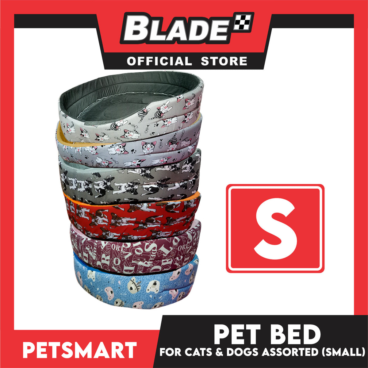 Pet Bed Soft and Comfortable Sleeping Bed S (Assorted Colors and Designs) for Cats and Dogs